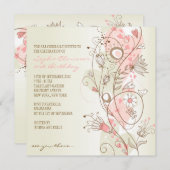 ピンクヴィンテージフローラフェミニン誕生日招待状 招待状 (正面/裏面)