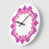 ピンクヴィンテージフローラメダリオンウォールクロック ラージ壁時計 (傾斜)
