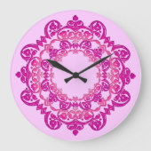 ピンクヴィンテージフローラメダリオンウォールクロック ラージ壁時計 (正面)