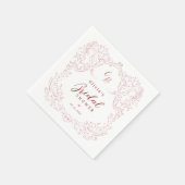 ピンクヴィンテージフローリッシュモノグラムブライダルシャワーパーティー スタンダードカクテルナプキン (角)