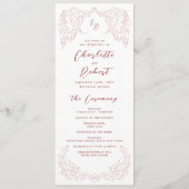 ピンクヴィンテージフローリッシュモノグラム結婚式 プログラム (正面)