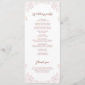 ピンクヴィンテージフローリッシュモノグラム結婚式 プログラム (裏面)