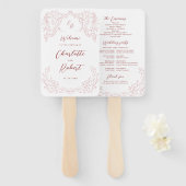 ピンクヴィンテージフローリッシュモノグラム結婚式 プログラム ハンドファン (正面&裏面)