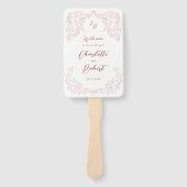 ピンクヴィンテージフローリッシュモノグラム結婚式 プログラム ハンドファン (正面)