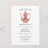 ピンクヴィンテージブライダルシャワーティーパーティー 招待状 (正面/裏面)