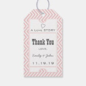 ピンクヴィンテージブロードウェイ結婚チケットサンキュー ギフトタグ (裏面)