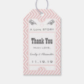 ピンクヴィンテージブロードウェイ結婚チケットサンキュー ギフトタグ (正面)