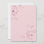 ピンクヴィンテージプラムベビーカー女の子シャワー 招待状 (裏面)