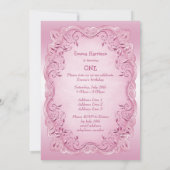 ピンクヴィンテージプリンセス1st誕生日パーティー 招待状 (裏面)