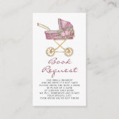 ピンクヴィンテージベビーカー赤ちゃんシャワー予約リクエスト エンクロージャーカード (正面)