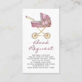ピンクヴィンテージベビーカー赤ちゃんシャワー予約リクエスト エンクロージャーカード