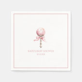 ピンクヴィンテージベビーガラガラ玩具子供部屋ベビーシャワー スタンダードカクテルナプキン (正面)