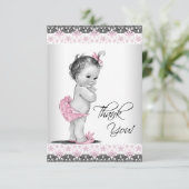ピンクヴィンテージベビーガールありがとう サンキューカード (スタンド正面)