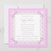 ピンクヴィンテージベビーガールシャワー 招待状 (裏面)