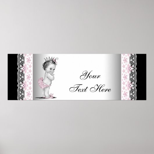 ピンクヴィンテージベビーガールプリンセス ポスター (正面)