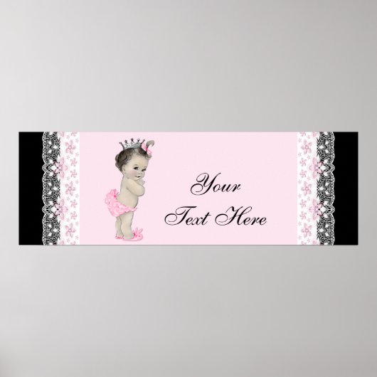 ピンクヴィンテージベビーガールプリンセス ポスター (正面)