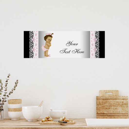 ピンクヴィンテージベビーガールプリンセス ポスター (キッチン)