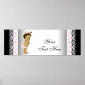 ピンクヴィンテージベビーガールプリンセス ポスター (正面)