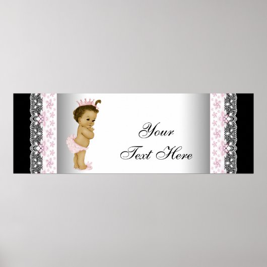 ピンクヴィンテージベビーガールプリンセス ポスター (正面)