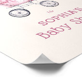 ピンクヴィンテージベビーキャリッジベビーシャワーへようこそ ポスター (角)