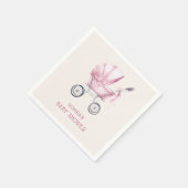 ピンクヴィンテージベビーキャリッジベビーシャワー スタンダードカクテルナプキン (角)