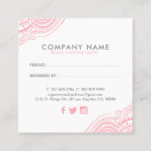 ピンクヴィンテージペイズリーオーナメント スクエア名刺 (裏面)