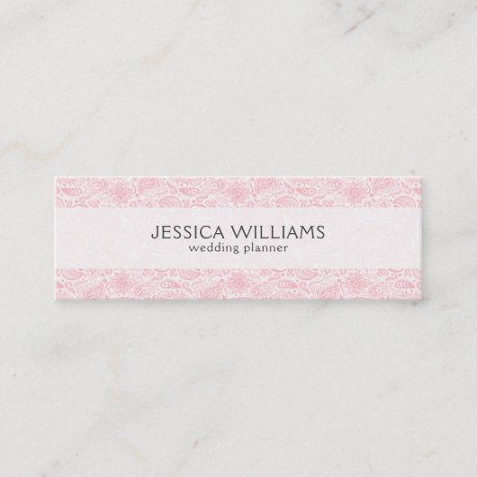 ピンクヴィンテージペイズリーレースウェディングプランナー スキニー名刺 (正面)