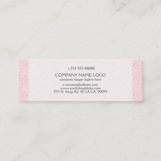 ピンクヴィンテージペイズリーレースウェディングプランナー スキニー名刺 (裏面)