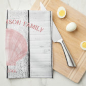 ピンクヴィンテージホタテ貝キッチンタオル キッチンタオル (四つ折り)