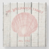 ピンクヴィンテージホタテ貝貝殻石コースター ストーンコースター (正面)