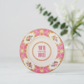 ピンクヴィンテージホリデーイングリッシュティーパーティの招待状 招待状 (スタンド正面)