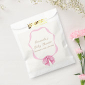 ピンクヴィンテージボウフレームガールベビーシャワー フェイバーバッグ (封をした状態)