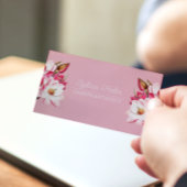 ピンクヴィンテージマグノリアフローラボタニカルシック 名刺