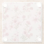 ピンクヴィンテージユリフローラコテージコア ガラスコースター (裏面)