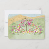 ピンクヴィンテージラブバードフラワースワールウェディングRSVP 出欠カード (正面)