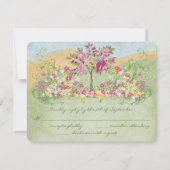 ピンクヴィンテージラブバードフラワースワールウェディングRSVP 出欠カード (裏面)