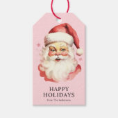 ピンクヴィンテージレトロサンタクロースクリスマス ギフトタグ (正面)