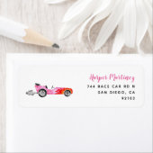 ピンクヴィンテージレースカー差出人住所 ラベル (インサイチュ)