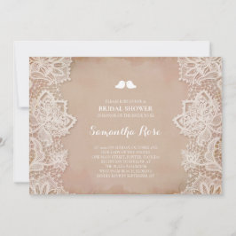 ピンクヴィンテージレースブライダルシャワー 招待状