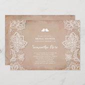 ピンクヴィンテージレースブライダルシャワー 招待状 (正面/裏面)