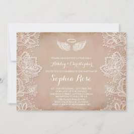 ピンクヴィンテージレース宗教招待状 招待状
