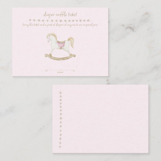 ピンクヴィンテージロッキングホース女性のカーボーイベビーシャワー エンクロージャーカード (正面/裏面)