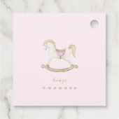ピンクヴィンテージロッキングホース女性のカーボーイベビーシャワー フェイバータグ (裏面)