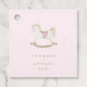 ピンクヴィンテージロッキングホース女性のカーボーイベビーシャワー フェイバータグ (正面)