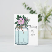 ピンクヴィンテージワイルドバラインメイソンジャー ポストカード (スタンド正面)