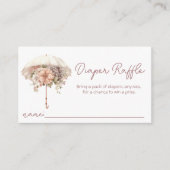 ピンクヴィンテージ傘赤ちゃんシャワーおむつラッフル エンクロージャーカード (正面)