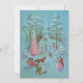 ピンクヴィンテージ冬クリスマスチャーチ シーズンカード (正面)