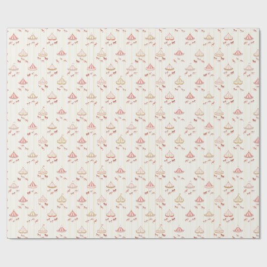 ピンクヴィンテージ回転木馬包装紙 ラッピングペーパー (フラット)