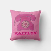 ピンクヴィンテージ回転電話レトロデコール クッション (正面)