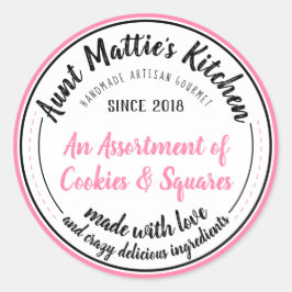 ピンクヴィンテージ手作り職人グルメフードラベル ラウンドシール